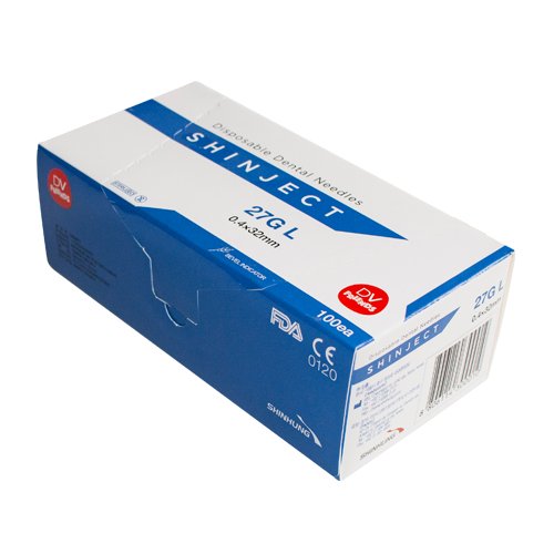 Голка карпульна SHINJECT 27G L (0.4x32мм), блакитна, метричний тип  (100 шт)	